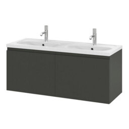 GoodHome Levanna Matt Dark Grey Wall-Mounted Vanity Unit & Basin Set (W)1200mm (H)480mm - thumbnail 1