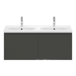 GoodHome Levanna Matt Dark Grey Wall-Mounted Vanity Unit & Basin Set (W)1200mm (H)480mm - thumbnail 2
