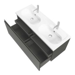 GoodHome Levanna Matt Dark Grey Wall-Mounted Vanity Unit & Basin Set (W)1200mm (H)480mm - thumbnail 4