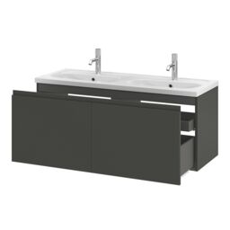 GoodHome Levanna Matt Dark Grey Wall-Mounted Vanity Unit & Basin Set (W)1200mm (H)480mm - thumbnail 3