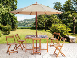 Beliani Garden Dining Set 4 Seater Frassine With Parasol (12 Options) Acacia Wood Natural - thumbnail 2
