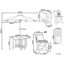 Beliani Garden Dining Set 4 Seater Frassine With Parasol (12 Options) Acacia Wood Natural - thumbnail 3