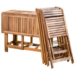 Beliani Garden Dining Set 4 Seater Frassine With Parasol (12 Options) Acacia Wood Natural - thumbnail 7
