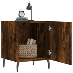 Berkfield Bedside Cabinets 2 Pcs Smoked Oak 40X40X50 Cm Engineered Wood - thumbnail 3