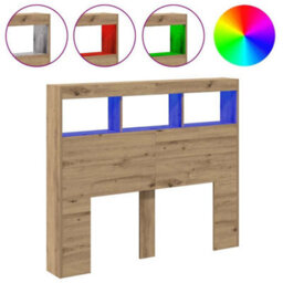 Walplus Headboard Cabinet With Led Artisan Oak 121 X 17 X 102 Cm - thumbnail 4