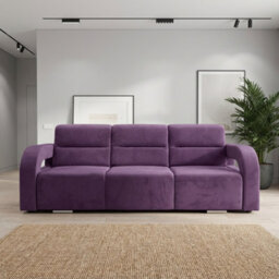 Upholstered Living Room Sofa Bed With Ottoman Foam Filling Wavy Springs Plastic Legs Wooden Frame Purple - thumbnail 2