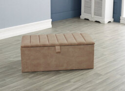 Urban Textures Plush Velvet Panelled Ottoman Storage Box - Mink - thumbnail 1