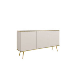 Arte Elegant Storage: Oro Sideboard Cabinet 1600mm X 850mm X 390mm In Beige With Gold Legs