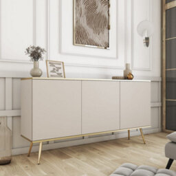 Arte Elegant Storage: Oro Sideboard Cabinet 1600mm X 850mm X 390mm In Beige With Gold Legs - thumbnail 2