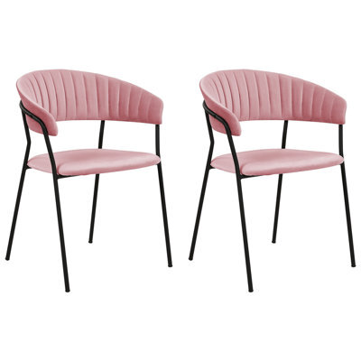 Beliani Set Of 2 Dining Chairs Mariposa Velvet Pink - image 1