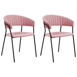 Beliani Set Of 2 Dining Chairs Mariposa Velvet Pink