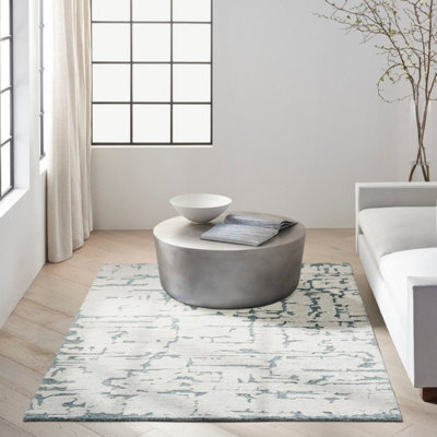 Teal Abstract Handmade Luxurious Modern Wool Rug For Bedroom & Living Room-236Cm X 297Cm - image 1