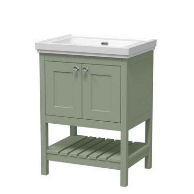 Dezine Colorado 600mm Fern Green 0 Tap Hole Floorstanding Vanity Unit - image 1