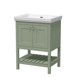 Dezine Colorado 600mm Fern Green 0 Tap Hole Floorstanding Vanity Unit - thumbnail 1