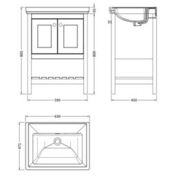 Dezine Colorado 600mm Fern Green 0 Tap Hole Floorstanding Vanity Unit - thumbnail 3