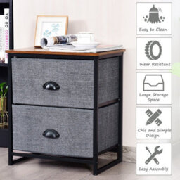 Gainoom Chest Of Drawers With 2 Drawers Home Storage Organizer Unit Black - thumbnail 5