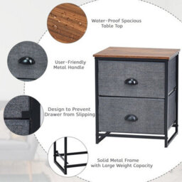 Gainoom Chest Of Drawers With 2 Drawers Home Storage Organizer Unit Black - thumbnail 6