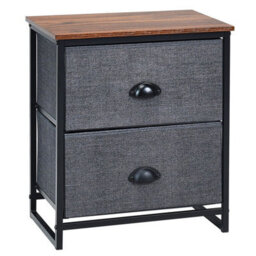 Gainoom Chest Of Drawers With 2 Drawers Home Storage Organizer Unit Black - thumbnail 1