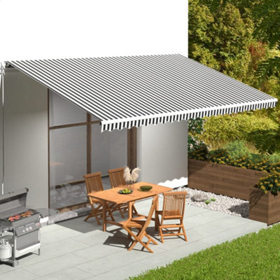 Walplus Replacement Fabric For Awning Garden Sun Shade Canopy Gazebo For Back Door, Porch, Patio Anthracite And White 6X3.5 M - image 1