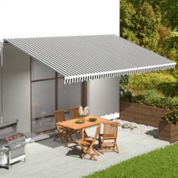Walplus Replacement Fabric For Awning Garden Sun Shade Canopy Gazebo For Back Door, Porch, Patio Anthracite And White 6X3.5 M - thumbnail 1