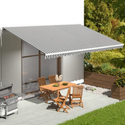 Walplus Replacement Fabric For Awning Garden Sun Shade Canopy Gazebo For Back Door, Porch, Patio Anthracite And White 6X3.5 M