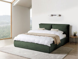 Beliani Ottoman Bed Fabric Bajonna 180 X 200 Cm (Eu Super King) Dark Green - thumbnail 2