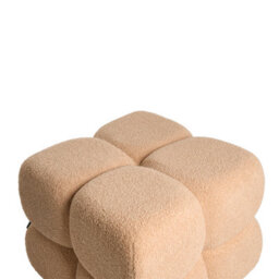 Wyld and Coco Beige Bouclé Square Pouffe 60 X 60 Cm - Upholstered Footstool For Modern Home Decor - thumbnail 6