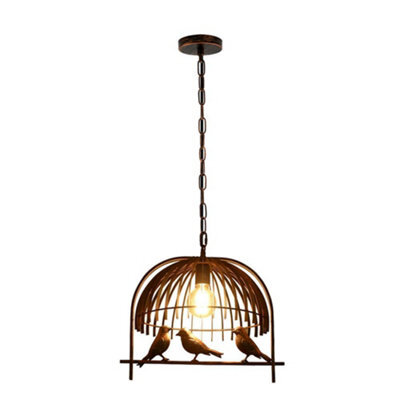 Industrial Bird Cage Ceiling Chandelier Loft Brushed Copper Pendant Light Metal  Fitting For Home Office Bedroom Coffee Shop - image 1