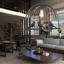 Industrial Bird Cage Ceiling Chandelier Loft Brushed Copper Pendant Light Metal  Fitting For Home Office Bedroom Coffee Shop - thumbnail 5
