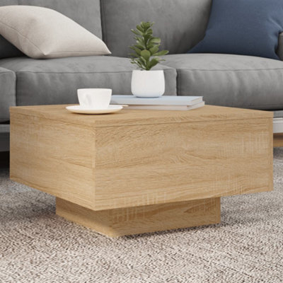 Berkfield Coffee Table With Led Lights Sonoma Oak 55X55X31 Cm - image 1