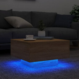 Berkfield Coffee Table With Led Lights Sonoma Oak 55X55X31 Cm - thumbnail 4
