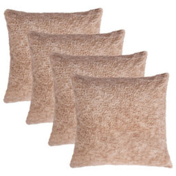 OHS 4 Pack Teddy Marl Fleece Cushion Covers, Natural - 45 X 45Cm