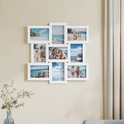 Songmics 9-Photo Wall Collage Frame, Family Picture Display Set, Memory Showcase Collection, Cloud White