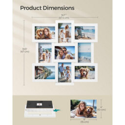 Songmics 9-Photo Wall Collage Frame, Family Picture Display Set, Memory Showcase Collection, Cloud White - thumbnail 2