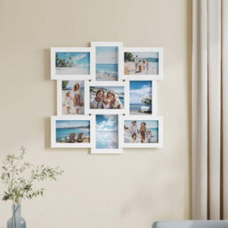 Songmics 9-Photo Wall Collage Frame, Family Picture Display Set, Memory Showcase Collection, Cloud White - thumbnail 1