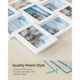 Songmics 9-Photo Wall Collage Frame, Family Picture Display Set, Memory Showcase Collection, Cloud White - thumbnail 3
