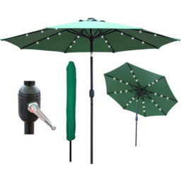 PureLifestyleWonders Solar Led Garden Parasol - Green - thumbnail 1