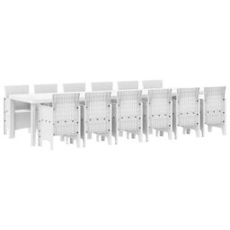 Berkfield Garden Dining Set 13 Pcs White Polt Rattan - thumbnail 2