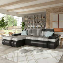 Oslo Mini Corner Sofa Bed With Storage Hr Foam Wave Spring Wooden Frame Living Room 245X182X90Cm Grey And Black Left - thumbnail 3