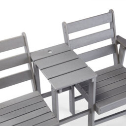 Vonhaus Adirondack Love Seat For Garden, 2 Seater Grey Jack & Jill Love Seat With Built-In Parasol Hole, Waterproof Hdpe Patio Set - thumbnail 8