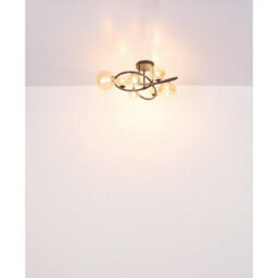 Luminosa Lighting Luminosa Tuberius Multi Arm Semi Flush Ceiling Lamp Matt Black Amber Glass Shade 7X G9 3000K - thumbnail 5