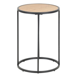 Furniture To Go Seaford Black Metal Small Round Side Table With Oak Top - thumbnail 2