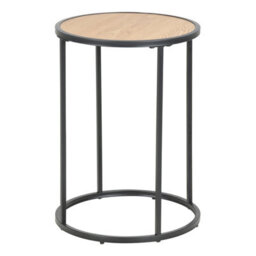 Furniture To Go Seaford Black Metal Small Round Side Table With Oak Top