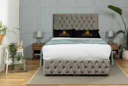 UKBEDFURNITURE Monaco Plush Grey End Opening Divan Ottoman Bed With 54 Inch Headboard - thumbnail 2