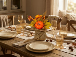 Artificial Autumn Arrangement With Pumpkin, Cones, Leaves. Foliage, Berries - thumbnail 2