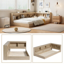 Abrihome 3Ft (90X190Cm) Multifunctional White Oak Bed For Adults & Teens Sturdy Mdf/plywood Design With Ample Storage - thumbnail 2
