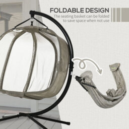 Outsunny Double Hanging Egg Chair 2 Seaters Swing Hammock W/ Cushion, Brown - thumbnail 6