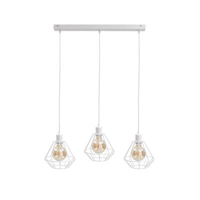 Luminosa Lighting Luminosa Foskal Bar Pendant Ceiling Light White, 60Cm, 3X E27