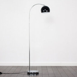 Valuelights Polished Chrome Curved Stem Floor Lamp With Gloss Black Metal Dome Light Shade - thumbnail 4