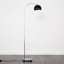 Valuelights Polished Chrome Curved Stem Floor Lamp With Gloss Black Metal Dome Light Shade - thumbnail 2